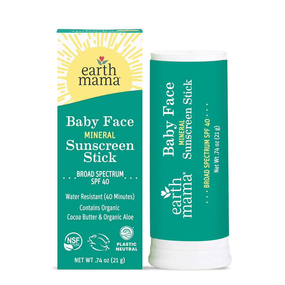 Earth Mama Baby Face Mineral Sunscreen Stick SPF 40
