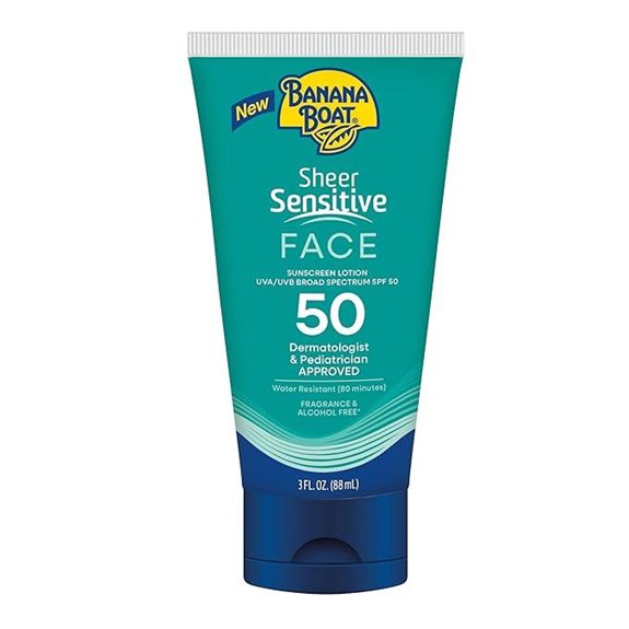 Banana Boat Sheer Sensitive Face Sunscreen Lotion SPF 50 3oz