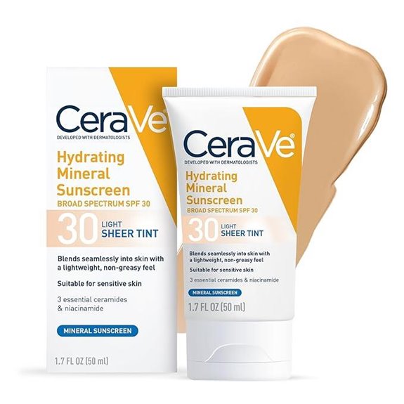 CeraVe Tinted Mineral Sunscreen SPF 30 (1.7 Oz)