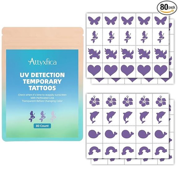 80 Count UV Temporary Tattoos for Sunscreen Reminder